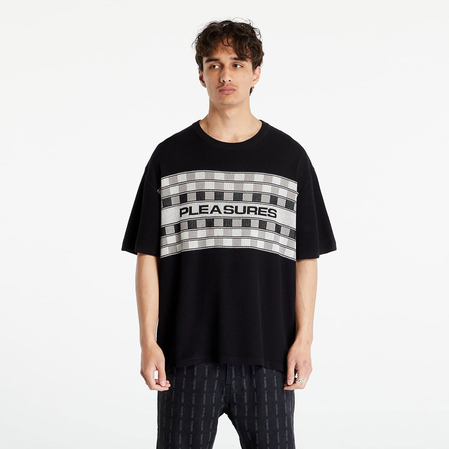 Тениска Pleasures Check Knit Tee Черно | P23SU004 BLACK, 0