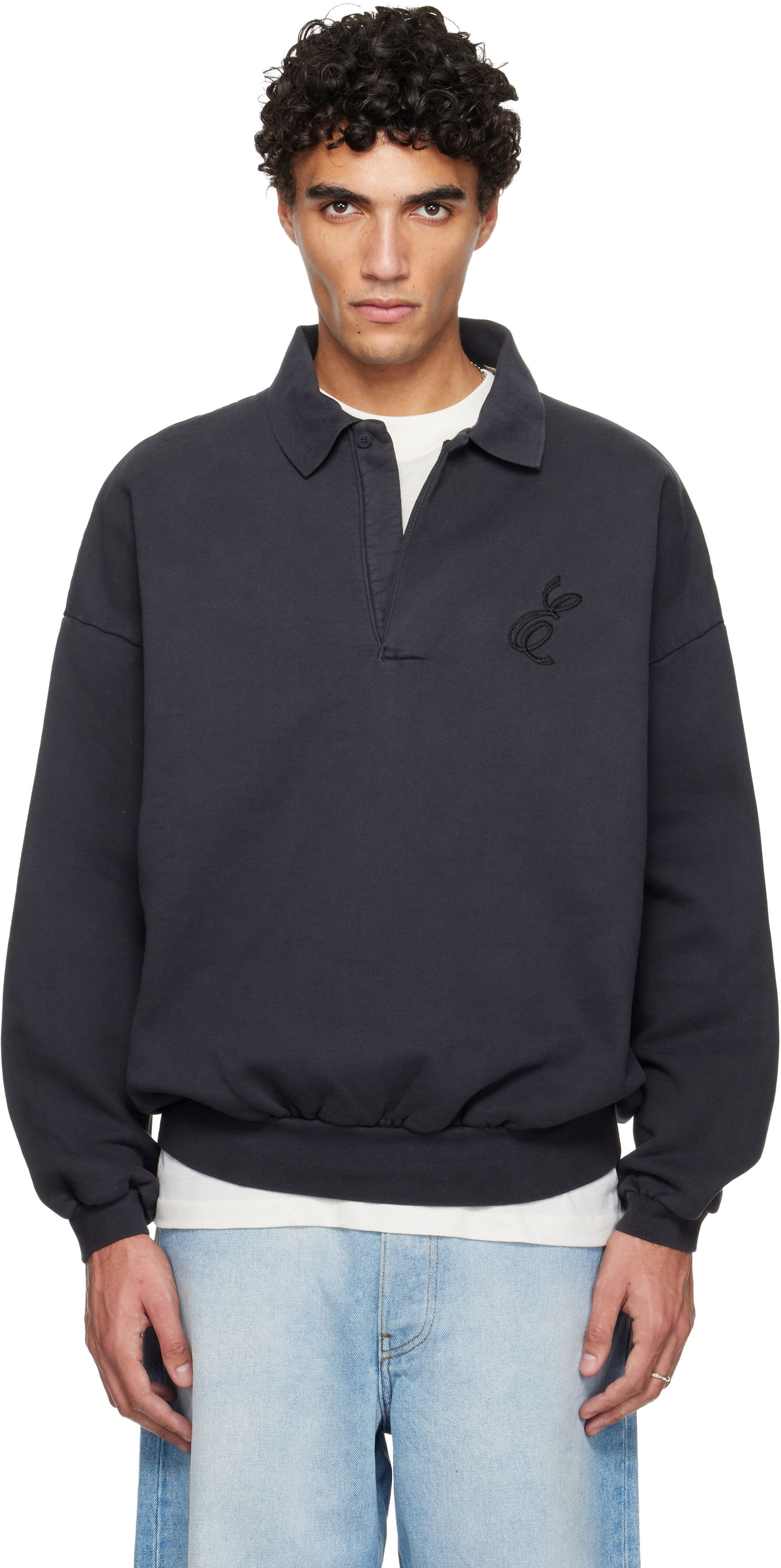 Поло тениска Fear of God ESSENTIALS Holiday Embroidered Classic Polo Черно | 192HO252042F, 0