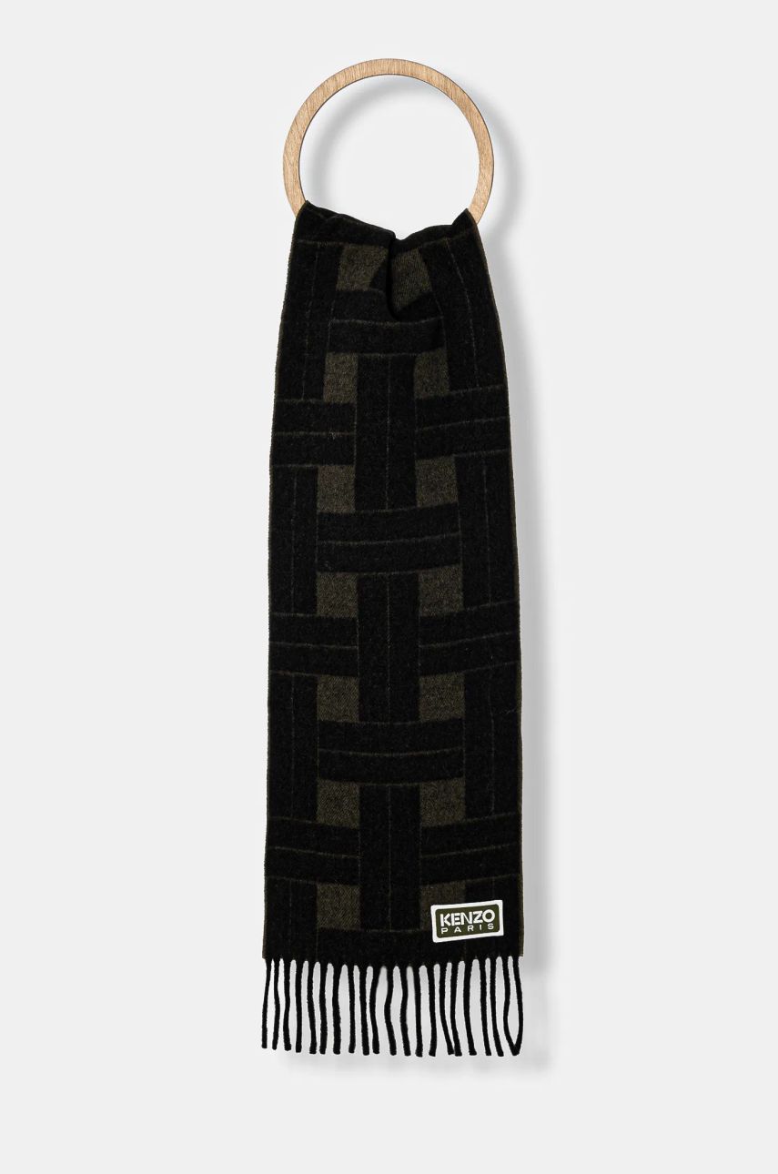 Шал KENZO Reversible Wool Scarf with Geometric Pattern Черно | FE68EU014JEC.51, 0