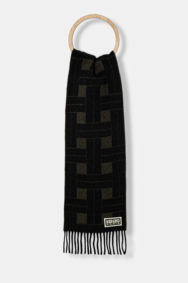 Шал KENZO Reversible Wool Scarf with Geometric Pattern Черно | FE68EU014JEC.51, 0
