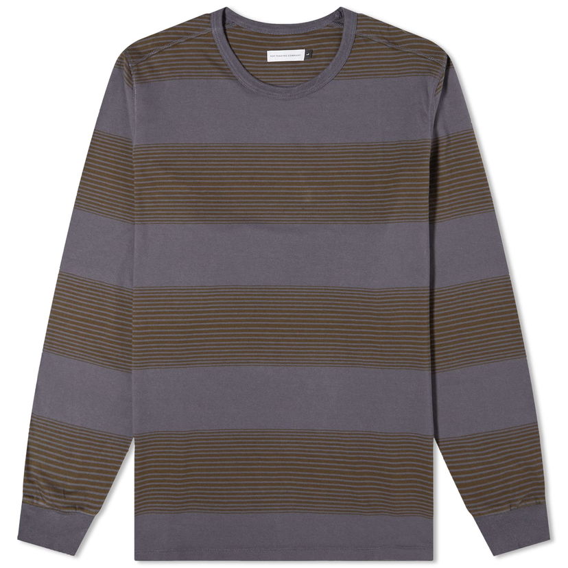 Тениска Pop Trading Company Long Sleeve Bold Stripe T-Shirt Charcoal/Delicioso Кафяво | POPAW23-02-003