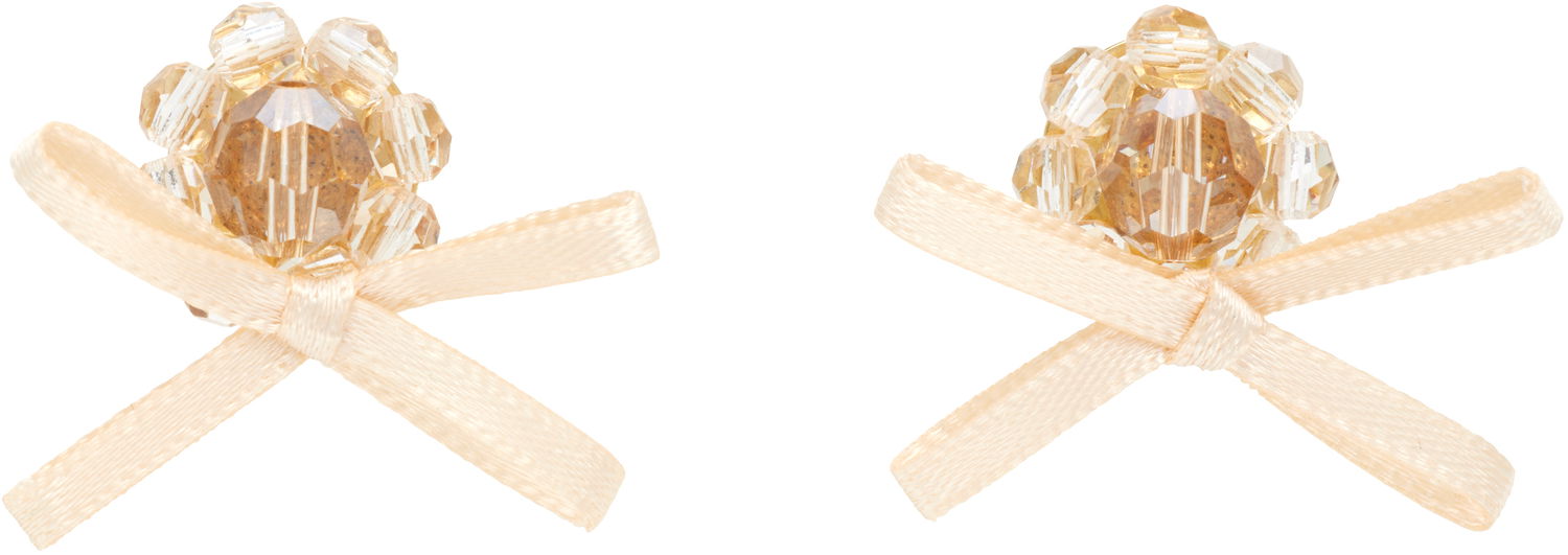 Обеци Simone Rocha Simone Rocha Petite Bow Daisy Stud Earrings Бежово | ERG552 0903, 0