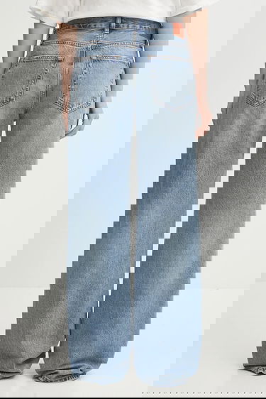 Дънки Anine Bing Hugh High Waist Distressed Wide-Leg Jeans Синьо | A.06.10852, 2