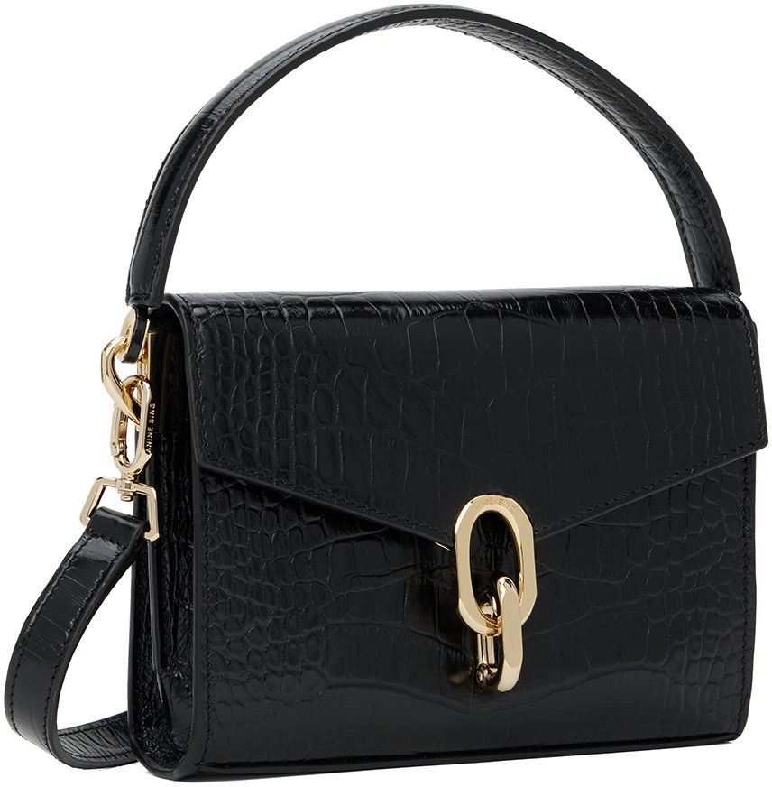 Дамска чанта Anine Bing Mini Colette Croc-Effect Leather Shoulder Bag Черно | A-13-2119-000, 1