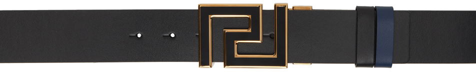 Колани Versace Reversible Black & Navy Greca Belt Черно | 1010435_1A04791, 0