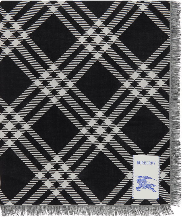 Burberry Wide Check Wool Silk Scarf
