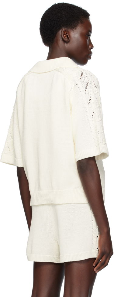 Поло тениска Loulou de Saison Loulou de Saison Kina Knit Polo Shirt Бяло | KINA, 2