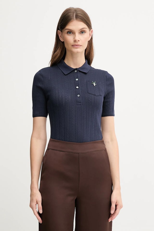Fitted Ribbed Short-Sleeve Polo Shirt