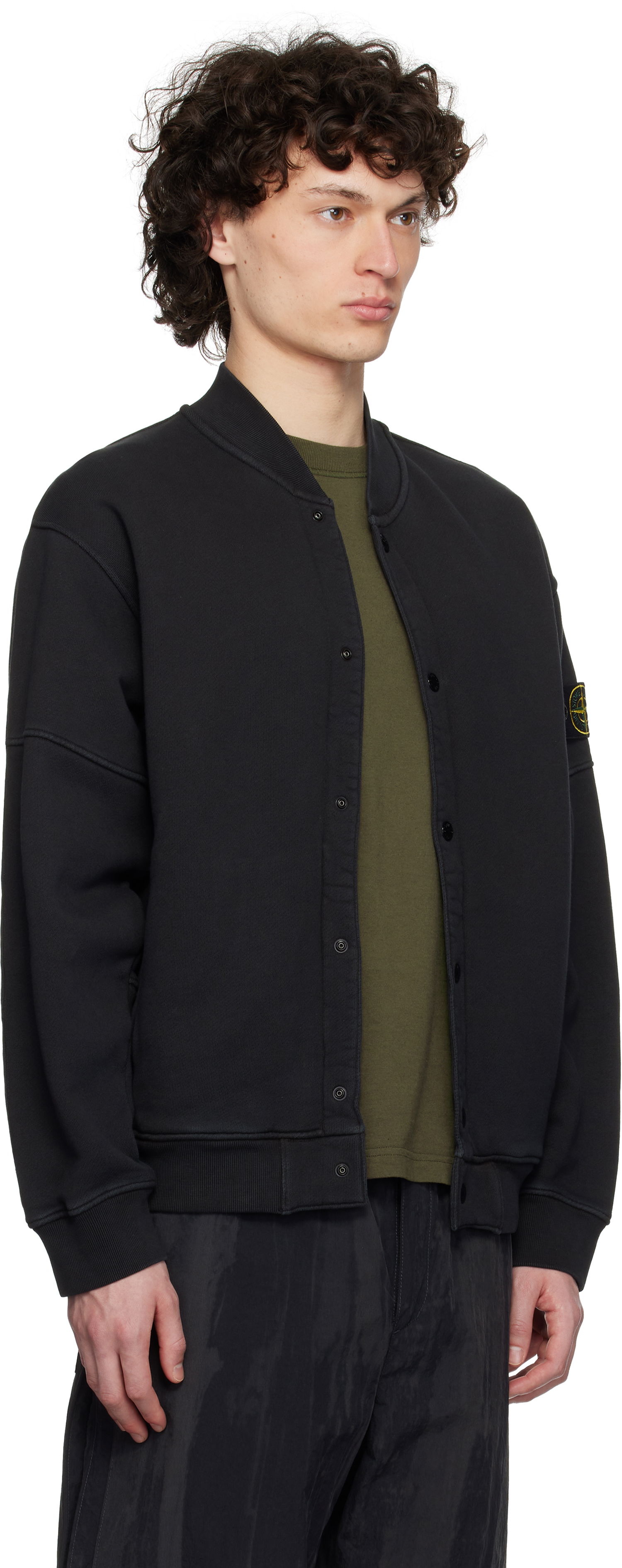 Яке бомбър Stone Island Stone Island Diagonal Fleece Old Effect Bomber Jacket Черно | K1S15 6100034 S0045, 1