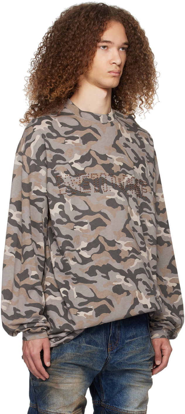 Пуловер We11done We11done Camo Long Sleeve T-Shirt Сиво | WD-TT0-24-792-U-GY, 1