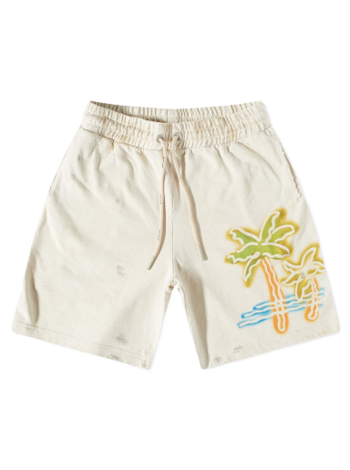 Къси панталони Palm Angels Neon Palm Sweat Short Бежово | PMCI010S23FLE0050384