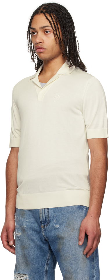 Поло тениска Dolce & Gabbana Dolce&Gabbana Silk Polo with Logo Embroidery Бяло | GXZ09ZJBSK3, 3