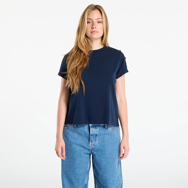 Tommy Hilfiger Gold Button Short Sleeve T-Shirt