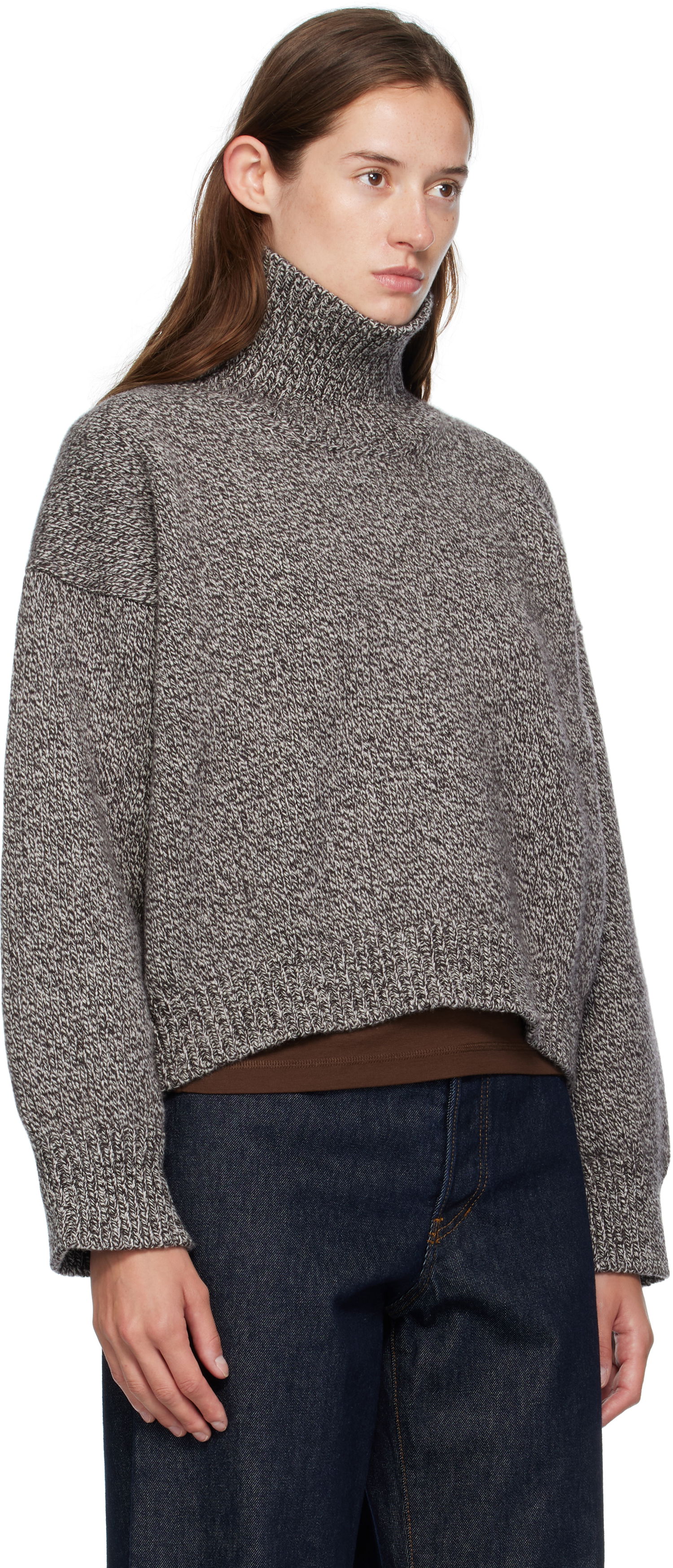 Пуловер &Daughter &Daughter Caragh Chunky Crop Turtleneck Sweater Сиво | HKN03934, 1