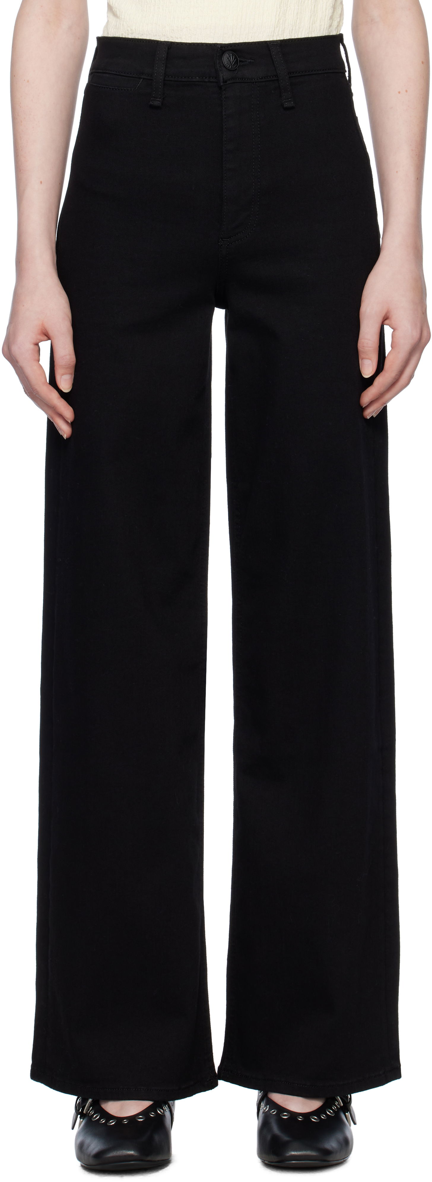 Дънки rag & bone rag & bone Hadley Wide Leg Jeans Черно | WDD24H3002EPBL, 0