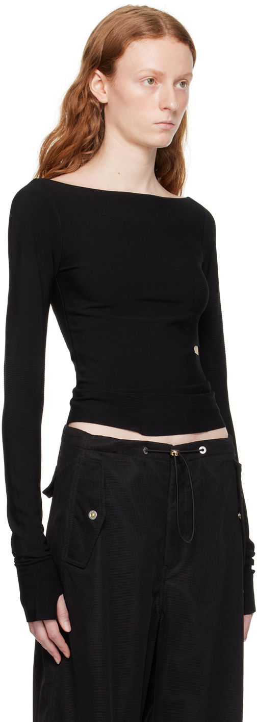 Тениска Dion Lee Cinched Slit Long Sleeve Top Черно | C7212P23, 1