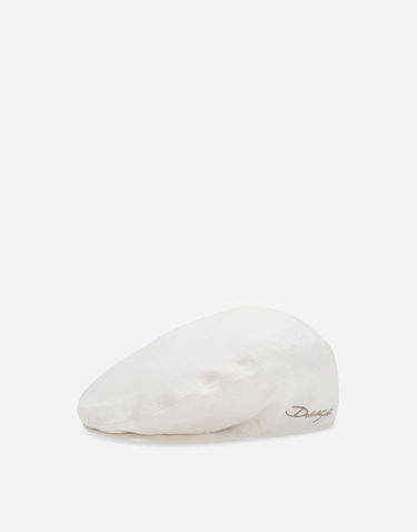 Барета Dolce & Gabbana Linen Twill Flat Cap With Logo Embroidery Бяло | GH587ZFU4L0W0001, 0