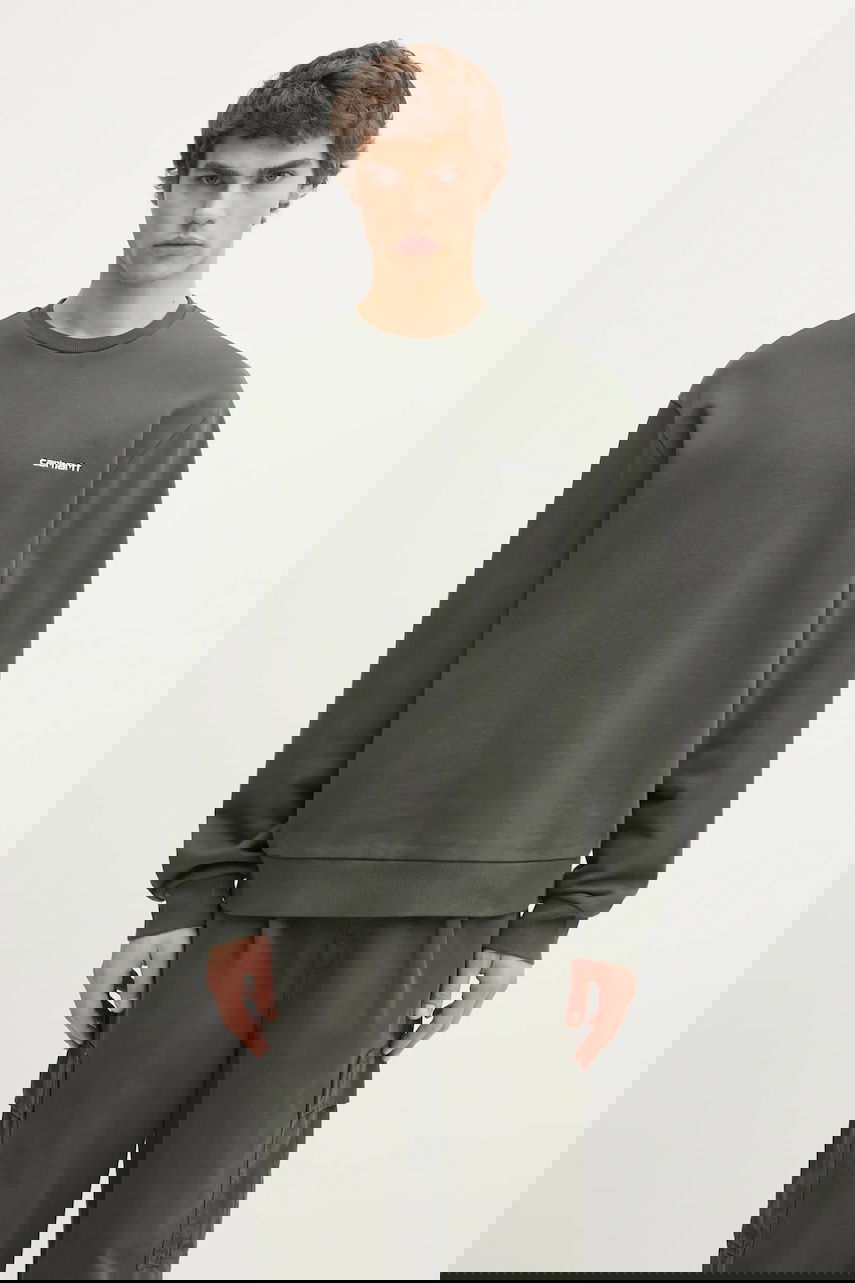 Суитчър Carhartt WIP Cotton Plain Script Embroidery Sweatshirt Зелено | I034496.3CDXX, 0