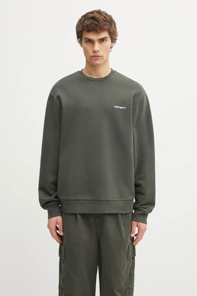 Суитчър Carhartt WIP Cotton Plain Script Embroidery Sweatshirt Зелено | I034496.3CDXX