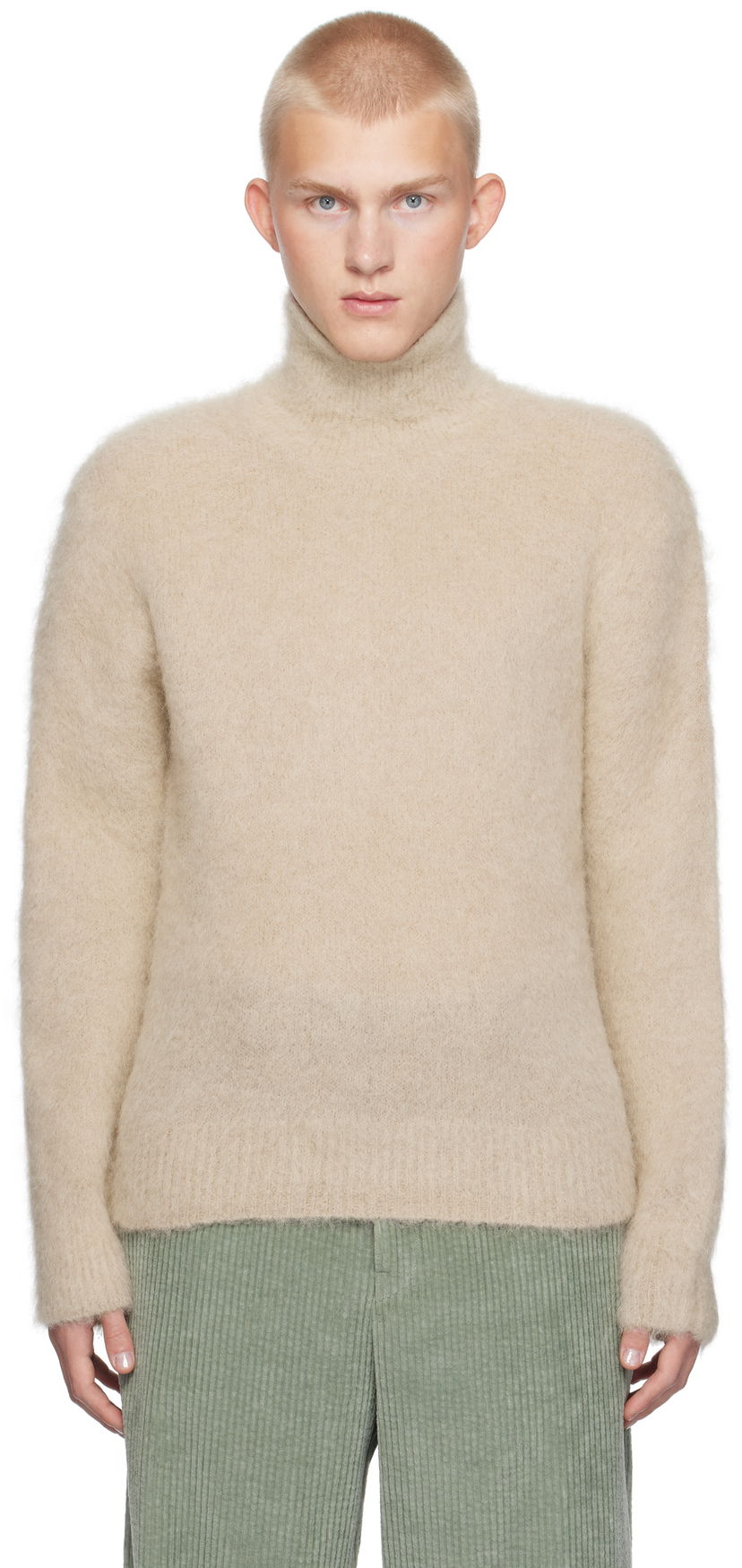 Пуловер AMI Alpaca Mohair Brushed Turtleneck Бежово | HKS447.KN0056