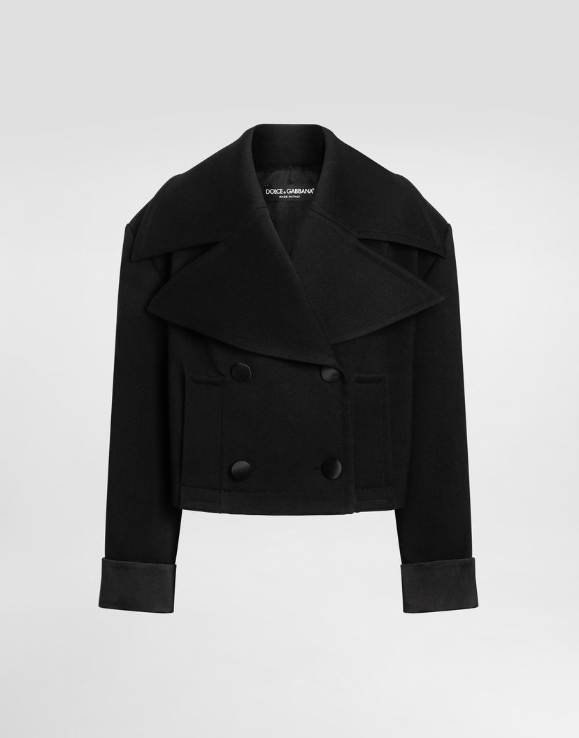 Яке Dolce & Gabbana Dolce & Gabbana Double-breasted Wool Cropped Jacket Черно | F9S67TFUBGEN0000