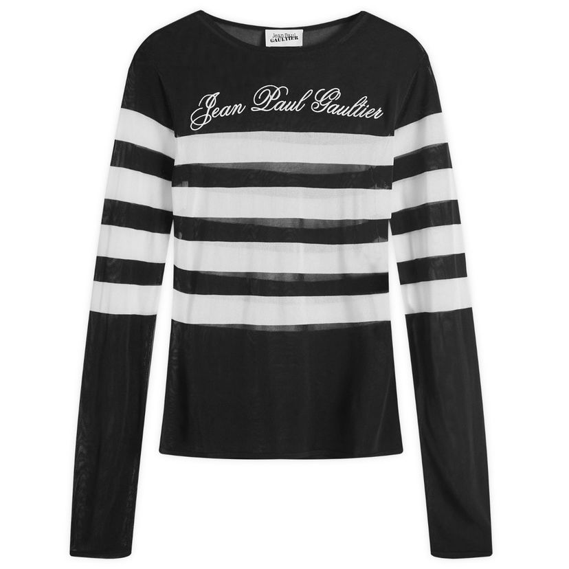 Пуловер Jean Paul Gaultier Logo Knit Striped Sweater Черно | 2430FTO219BM0750001