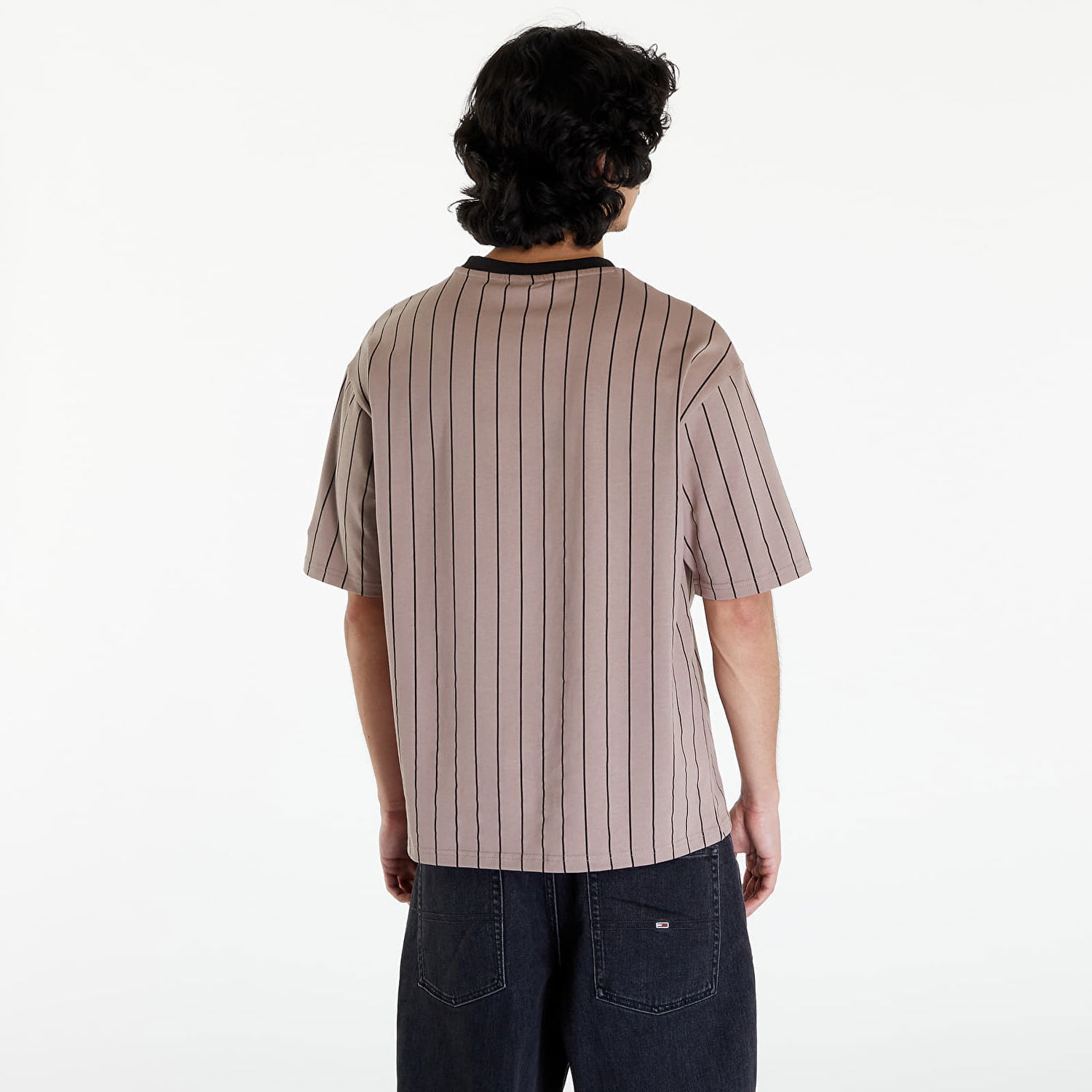 Тениска New Era Pinstripe Oversized T-Shirt UNISEX Кафяво | 60435413, 1