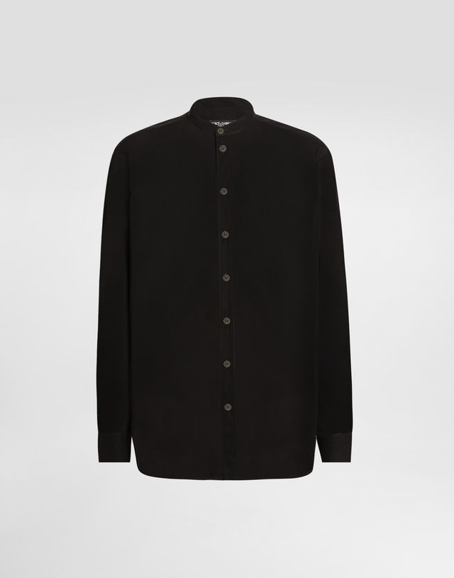 Dolce & Gabbana Mandarin Collar Canvas Shirt