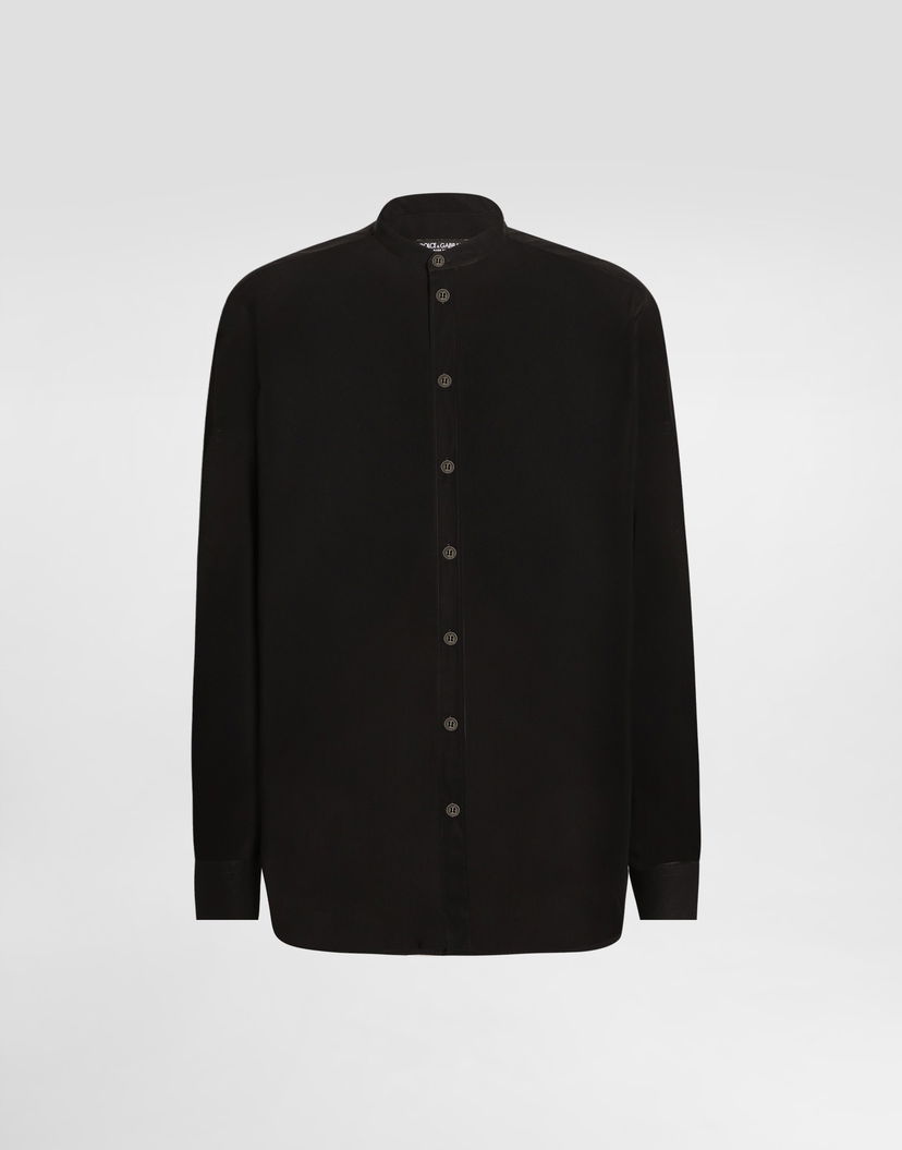 Риза Dolce & Gabbana Dolce & Gabbana Mandarin Collar Canvas Shirt Черно | G5HR1TFU5X4N0000
