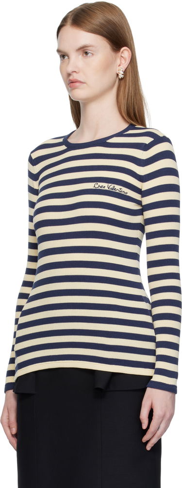 Тениска Valentino Valentino Striped Cotton T-Shirt Тъмно синьо | 7B3KC66N9JD, 3