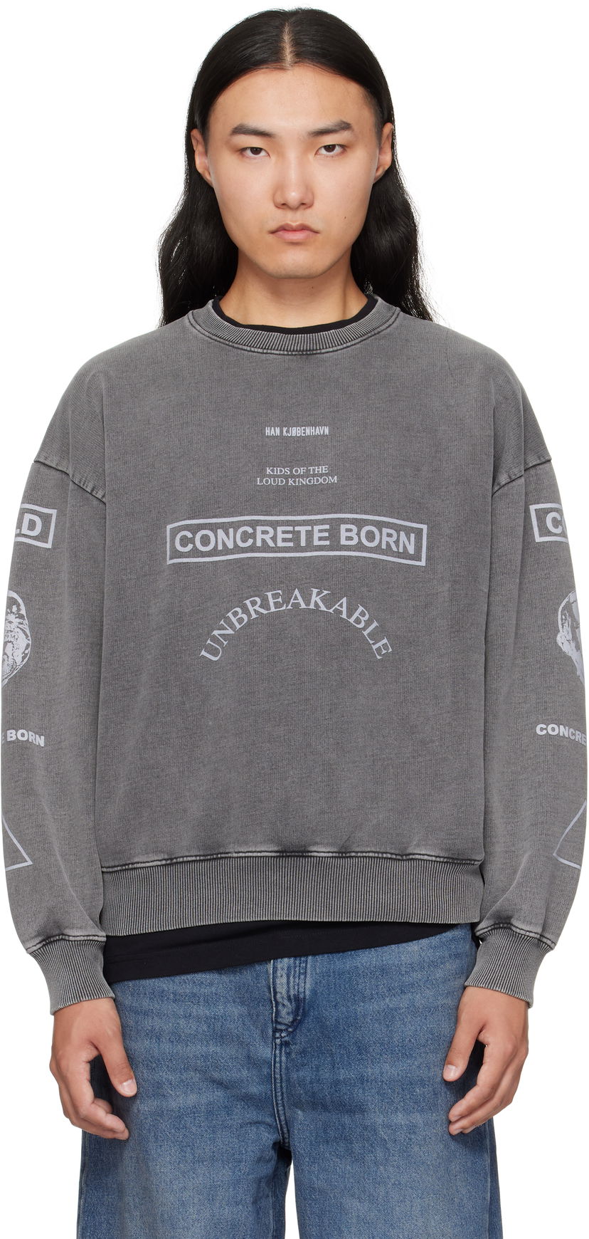 Суитчър Han Kjøbenhavn Han Kjobenhavn Graphic Printed Crewneck Sweatshirt Сиво | M-134728