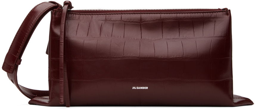 Дамска чанта Jil Sander Empire Small Croc-Effect Leather Shoulder Bag Червено | J07WD0051_P7098, 0