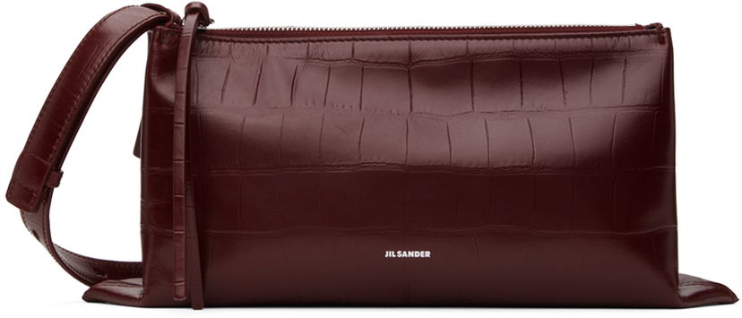 Дамска чанта Jil Sander Empire Small Croc-Effect Leather Shoulder Bag Червено | J07WD0051_P7098