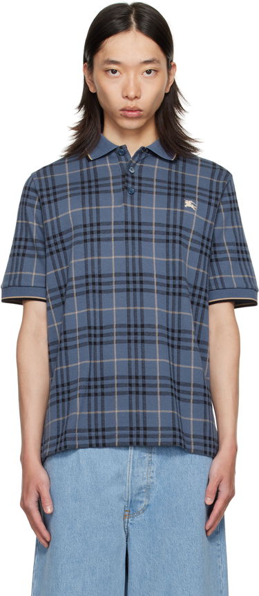 Поло тениска Burberry Burberry Check Cotton Polo Синьо | 8110104, 0