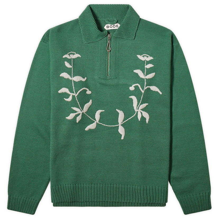 Риза Bode Floret Embroidered Knit Зелено | MRS24KT032-GRN