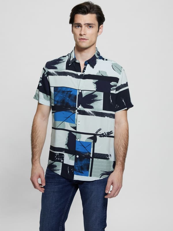 Риза GUESS All Over Print Shirt Черно | M4GH64WD4Z2, 0