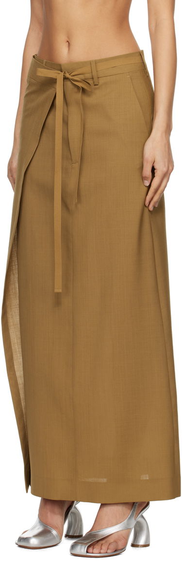 Пола Maison Margiela MM6 Maison Margiela Tie Maxi Skirt Кафяво | S52MI0017 M35080, 3