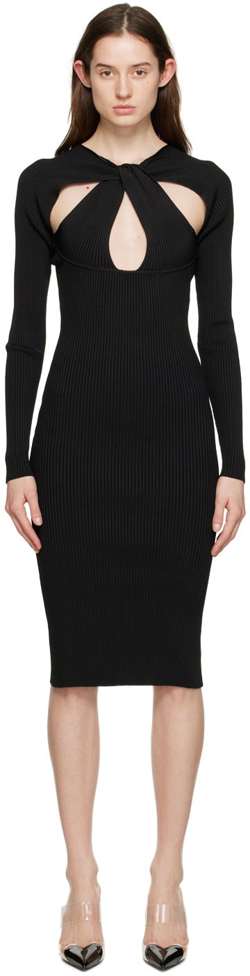 Pокля Coperni Twisted Cutout Midi Dress Черно | COPML39600