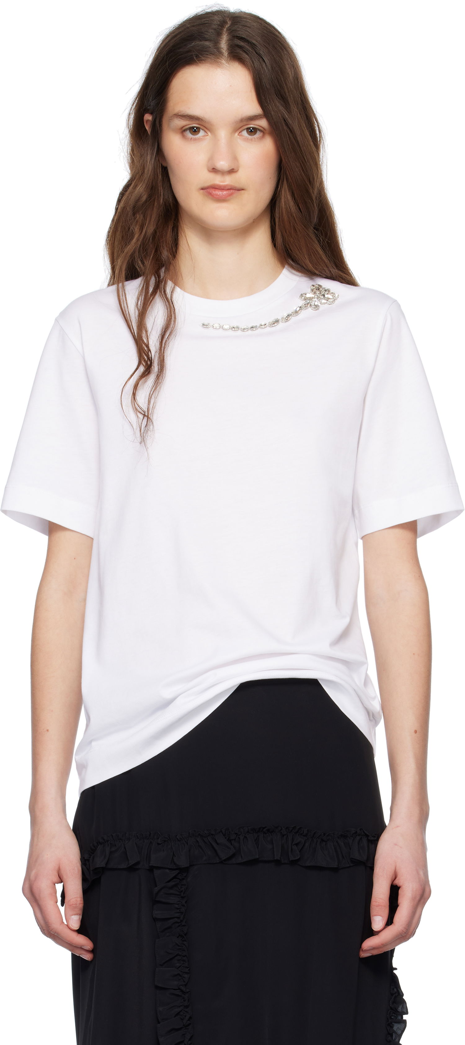 Тениска Simone Rocha Simone Rocha Embellished Flower T-Shirt Бяло | 5342B 0553, 0