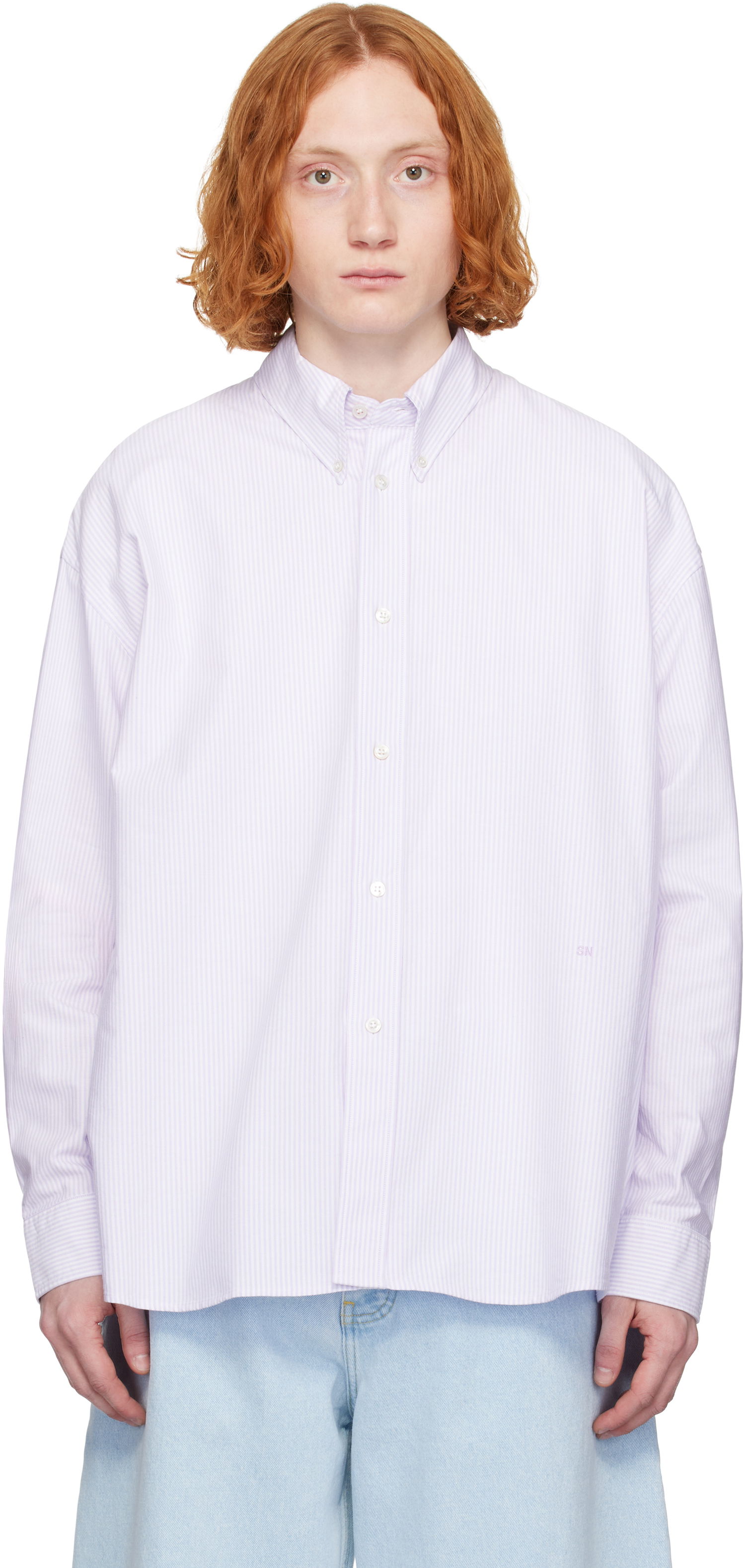 Риза Studio Nicholson Studio Nicholson Ruskin Striped Shirt Лилаво | RUSKIN SNM - 1152, 0