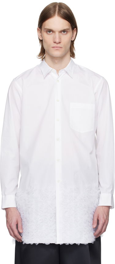 Риза Comme des Garçons Homme Plus Cotton Broad & Nylon Tulle Shirt Бяло | PO-B026-051, 0
