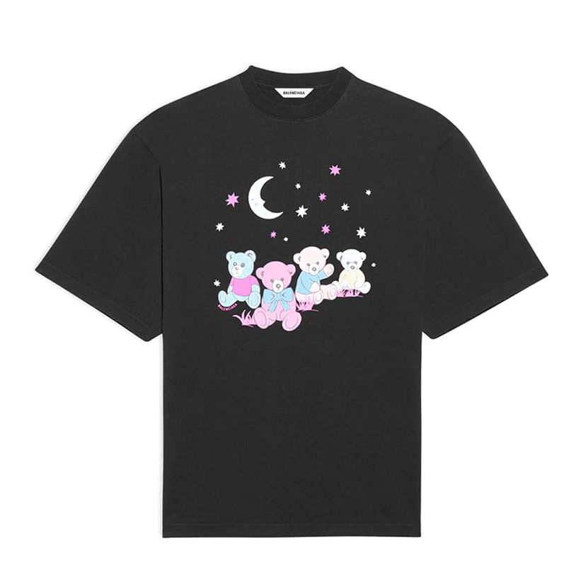 Тениска Balenciaga Love Bear Oversized T-Shirt Черно | 211342F110036/641532TJVI11000
