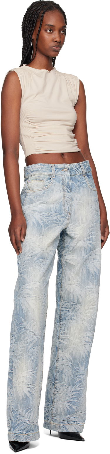 Дънки Palm Angels Palm Angels Palms Jacquard Loose Jeans Синьо | PWYB041S25DEN0024440, 3