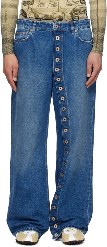 Дънки Jean Paul Gaultier Jean Paul Gaultier Buttoned Denim Jeans Синьо | 25/34-F-JE175-D013-57, 0