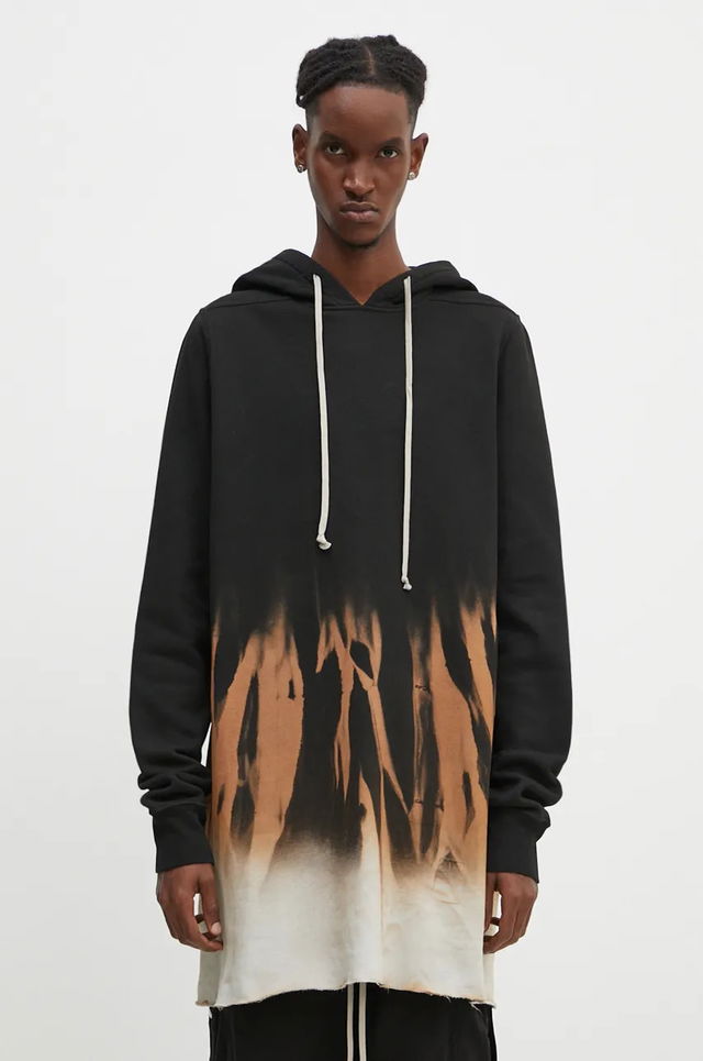 Rick Owens Pullover Hoodie Bleached Flame Pattern