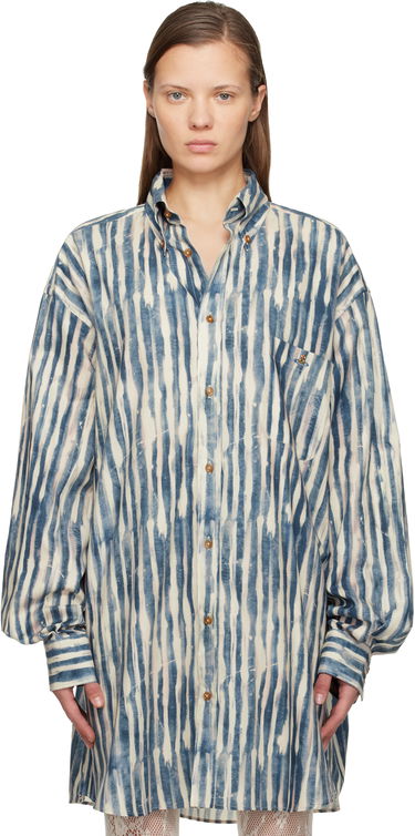 Риза Vivienne Westwood Vivienne Westwood Cotton Poplin Hand-Painted Stripe Oversized Shirt Многоцветен | 35010021-W018R-, 0