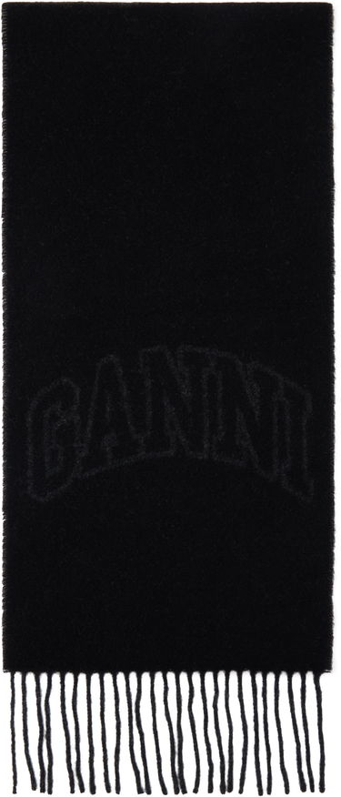 Шал GANNI Ganni Fringed Wool Scarf Черно | A6423, 0