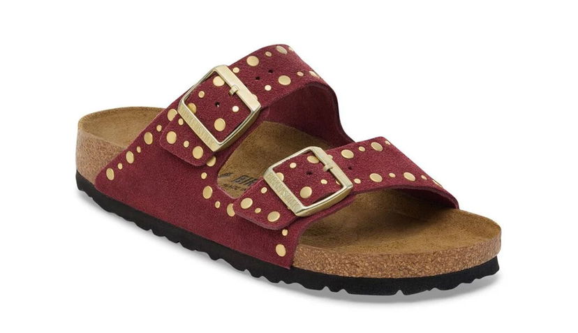 Кецове и обувки Birkenstock Arizona Rivet Suede Leather Regular Fit Sandals Бургунди | 1030329