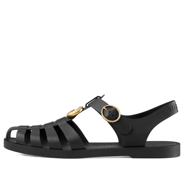 Кецове и обувки Gucci Gucci Rubber Buckle Strap Sandals Черно | 463463-J8700-1000, 0