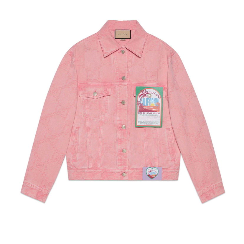 Яке Gucci California GG Supreme Pattern Denim Jacket Pink Розово | 678791 XDBZK 5739